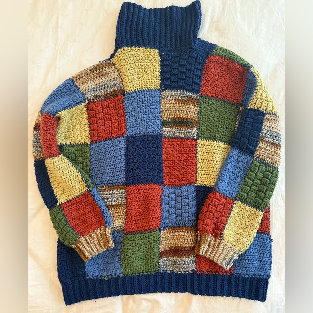 Vintage Patchwork Oversized Knit Cardigan - Picture 3 of 3